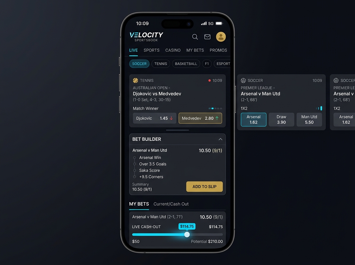 Institutional Sportsbook Mobile Interface and In-Play Betting
